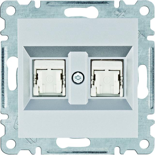 lumina Gniazdo komputerowe podwójne RJ45 kat.6 FTP, srebrny