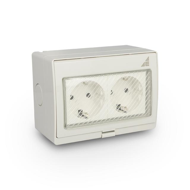 Gniazdo podwójne Schuko natynkowe G2SN IP55 /AQUA55/ OPATÓWEK