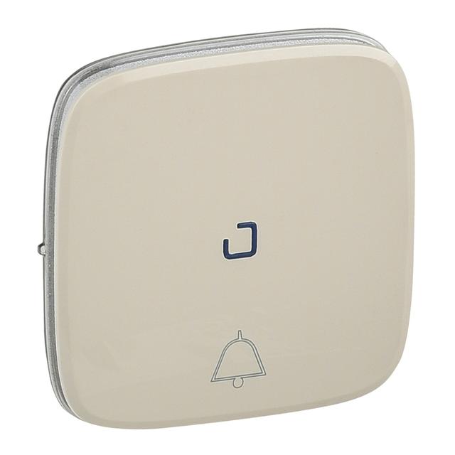 VALENA ALLURE - KLAWISZ KREMOWY PRZYCISKU PRZEŁĄCZNIKANEGO NO/NC Z SYMBOLEM DZWONKA Z PODŚWIETLENIEM