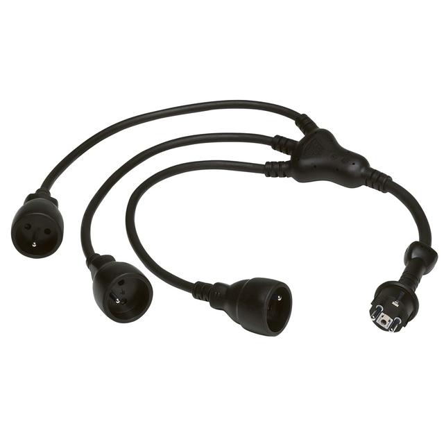 PRZEDŁUŻACZ GUMOWY ROZGAŁĘŹNY 1/3X2P+Z - 0,8M -CZARNY, Legrand