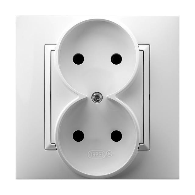 ARIA Gniazdo podwójne kompletne z ramką - kolor biały