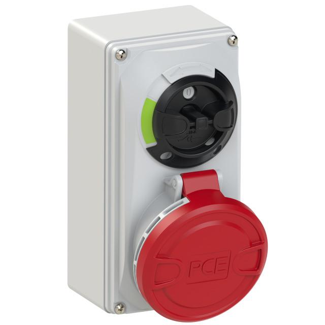 GNIAZDO Z WYŁĄCZNIKIEM 0-1 MAŁE BLOKADA MECHANICZNA 32A 400V 3P+Z+N IP44 6125-6 46198 PCE