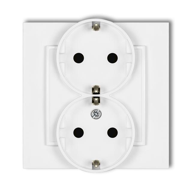 MINI Gniazdo podwójne z uziemieniem SCHUKO 2x(2P+Z) (przesłony torów prądowych) biały MGP-2sp KARLIK