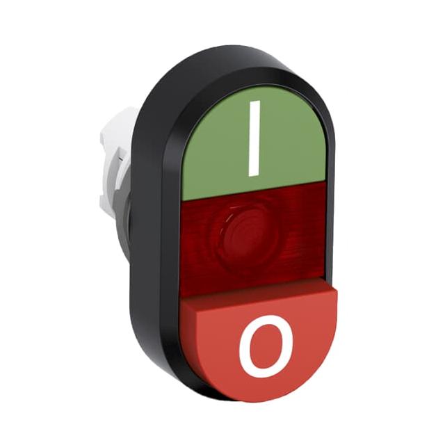 Przycisk podwójny I-0 czerwone pole podświetlany MPD13-11R