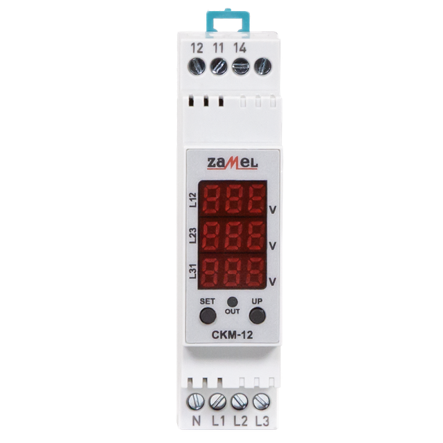 CZUJNIK KOLEJNOŚCI I ZANIKU FAZ Z WSKAŹNIKIEM NAPIĘCIA, CYFROWY, TRUE RMS, 3x230V AC, NASTAWA PROGU