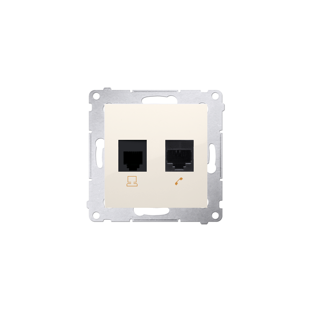 Simon 54 Gniazdo komputerowe RJ45 kategoria 5e + telefoniczne RJ12 kremowy D5T.01/41 KONTAKT