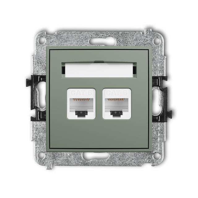 ICON Mechanizm gniazda komputerowego podwójnego 2xRJ45, kat. 6, 8-stykowy szałwiowy