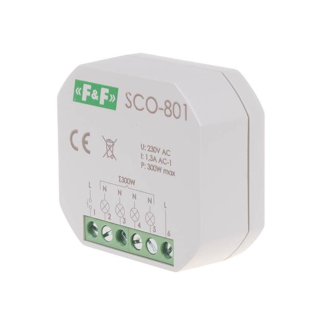 Ściemniacz oświetlenia bez pamięci montaż podtynkowy zasilanie 230V AC 300W SCO-801 F&F