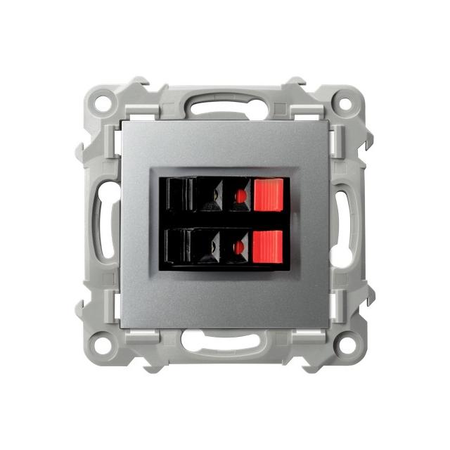 SZAFIR Gniazdo głośnikowe podwójne - kolor srebro