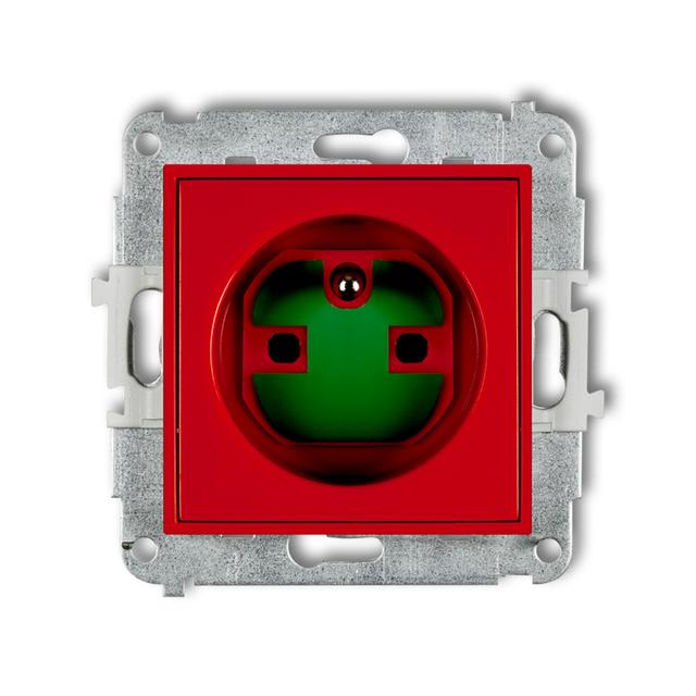 ICON Gniazdo pojedyncze z uziemieniem 2P+Z DATA z kluczem czerwony IGZK KARLIK