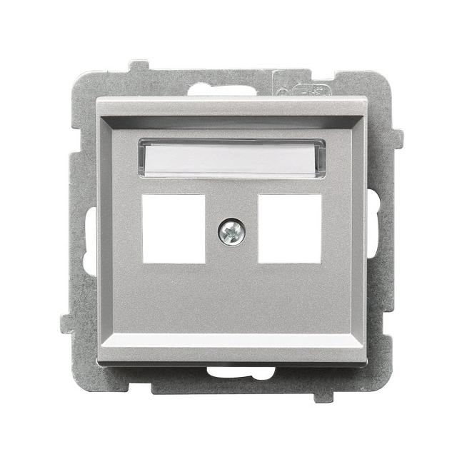 SONATA Obudowa gniazda podwójnego typu Keystone prosta - kolor srebro mat
