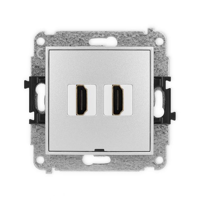 ICON Gniazdo podwójne HDMI 2.0, 4K, bez pola opisowego srebrny metalik 7IHDMIBO-4 KARLIK