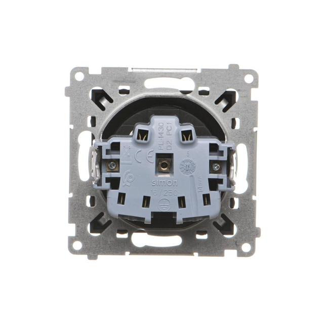 Simon 54 Gniazdo bez uziemienia z przesłonami 16A z. śrub. czarny