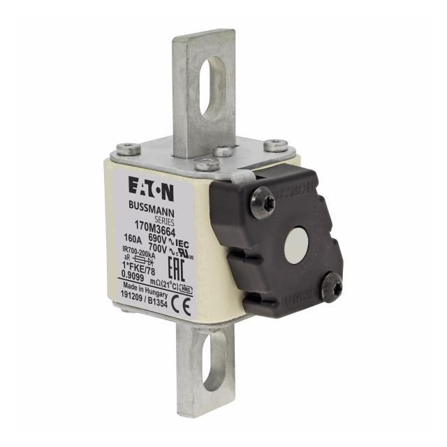 FUSE 160A 690V 1*FKE/78 AR UC Wkładka szybka 160A AC 690V rozmiar 1 45x59x110 mm aR, 170M3664 EATON