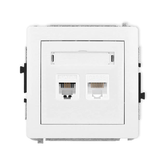 DECO Mechanizm gniazda telefonicznego pojedynczego 1xRJ11 + komputerowego pojedynczego 1xRJ45, kat.