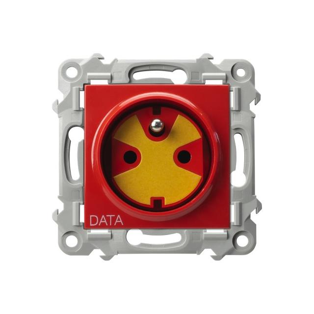 SZAFIR Gniazdo pojedyncze z uziemieniem DATA z kluczem uprawniającym - kolor biały