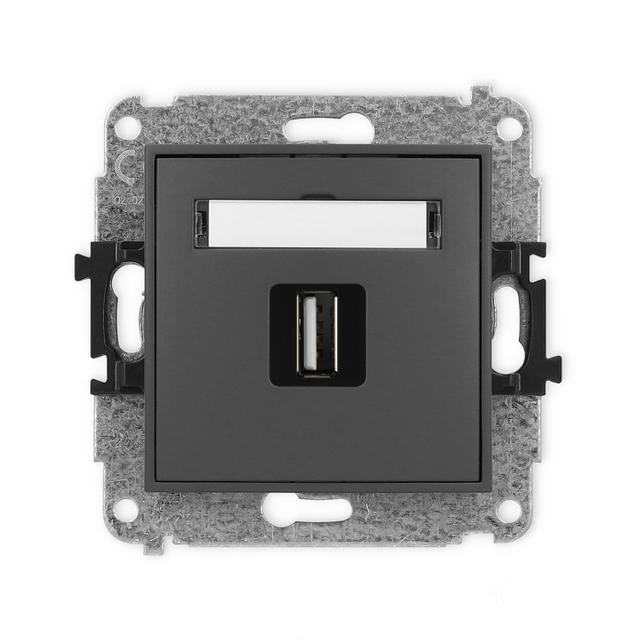 MINI Gniazdo pojedyncze USB A-A 2.0 grafitowy mat 28MGUSB-1 KARLIK