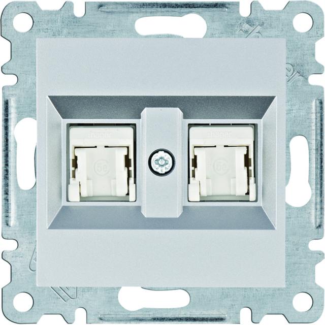 lumina Gniazdo komputerowe podwójne RJ45 kat.5e UTP srebrny WL2122 HAGER