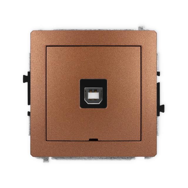 DECO Mechanizm gniazda pojedynczego USB A-B 2.0, bez pola opisowego brązowy metalik