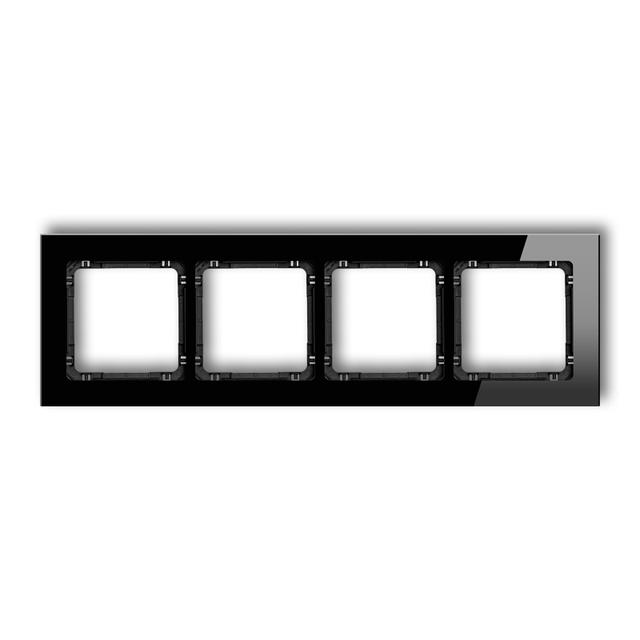 DECO Ramka uniwersalna poczwórna - szkło (ramka: czarna; spód: czarny)