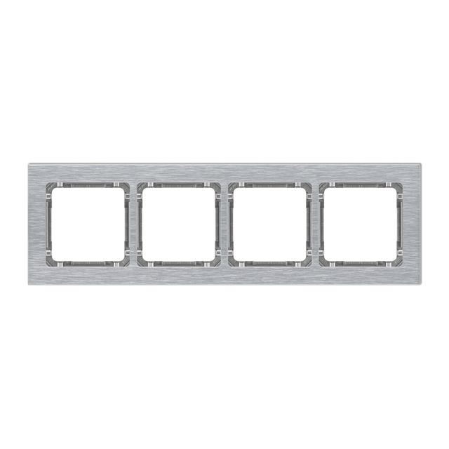 DECO Ramka uniwersalna poczwórna - aluminium szczotkowane (ramka: srebrna; spód: grafitowy) srebrny