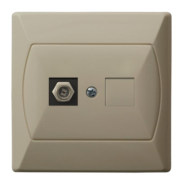 AKCENT Gniazdo antenowe typu F pojedyncze - kolor beżowy