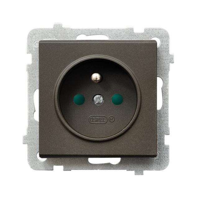 SONATA Gniazdo pojedyncze z uziemieniem z przesłonami torów prądowych - kolor czekoladowy metalik