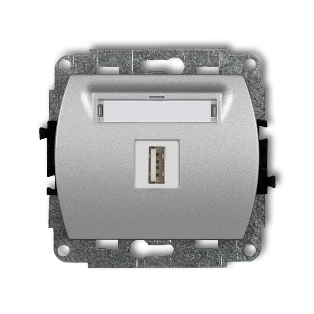 TREND Mechanizm gniazda pojedynczego USB A-A 2.0 srebrny metalik