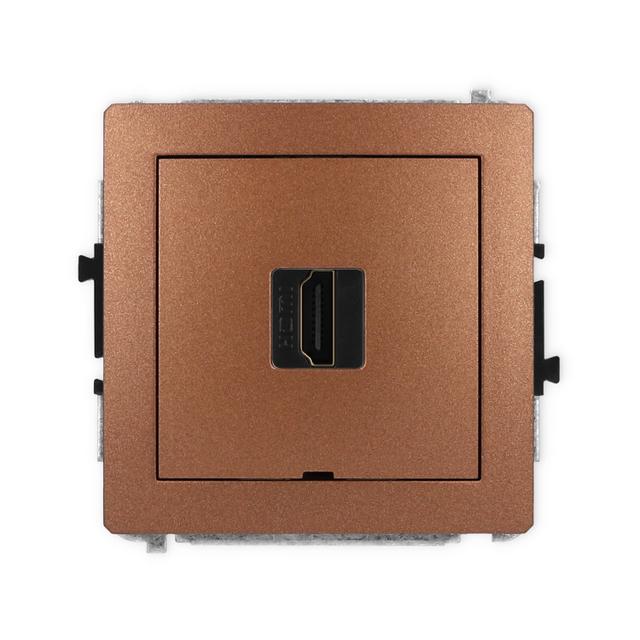 DECO Mechanizm gniazda pojedynczego HDMI 2.0, bez pola opisowego brązowy metalik