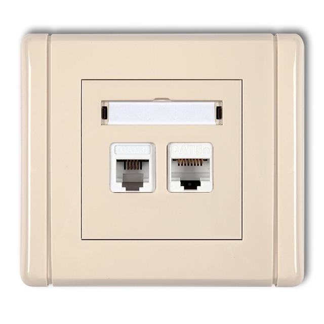 FLEXI Gniazdo telefoniczne pojedyncze 1xRJ11 + komputerowe pojedyncze 1xRJ45, kat. 5e, 8-stykowe, be