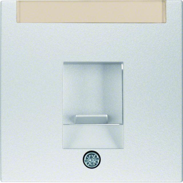 BERKER B.Kwadrat/B.7 Płytka czołowa pojedyncza zasuwa chroniące przed kurzem pole opisowe aluminium