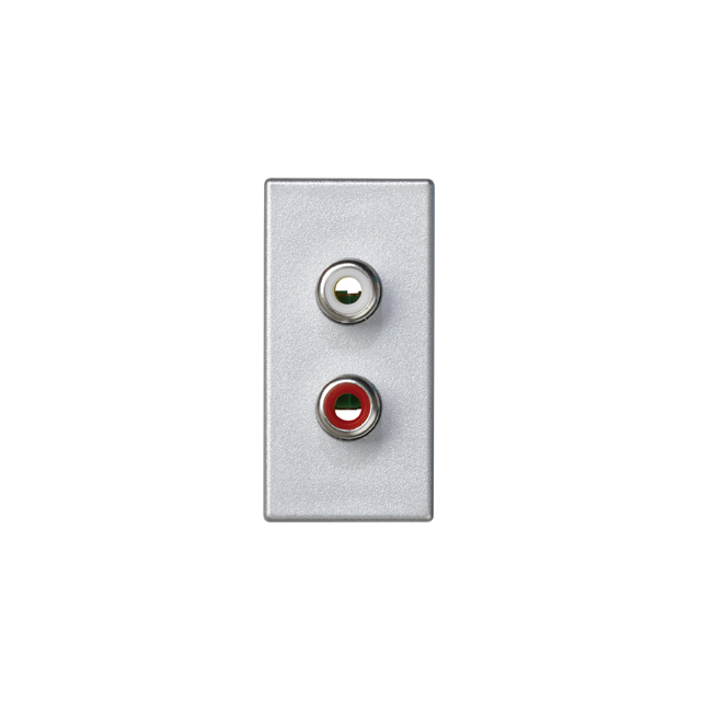 Simon Connect Płytka K45/2 złącz 2x RCA (CINCH) 225x45mm+wkłady z. śrub. aluminium