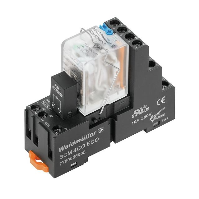 DRMKIT 24VDC 2CO LD/PB Moduł przekaźnikowy, 24 V DC, Zielona dioda LED, Dioda zwrotna, 2 zestyk przełączny (AgNi złocone cienkowarstwowo) , 250 V AC, 10 A, złącze śrubowe, P /10s 1542460000 WEIDMÜLLER