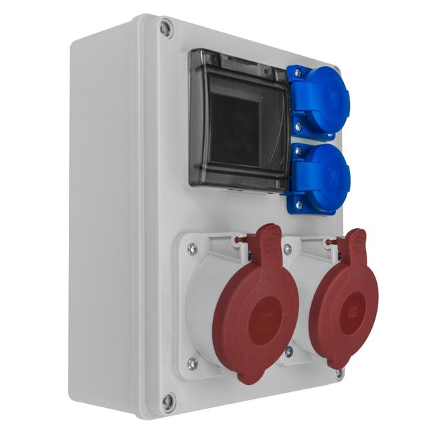 Rozdzielnica budowlana R-BOX 240R 4S, 2x32A/5p, 2x250V, puste okno biały 1703R B.1703R PAWBOL