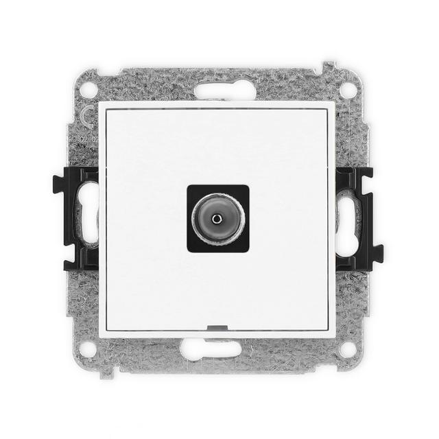 MINI Mechanizm gniazda antenowego pojedynczego TV, bez pola opisowego biały mat