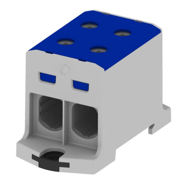 VC05-0038 ,  Złączka szynowa gwintowa rozgałęźna AL, CU, 35-240mm2, TS 35, 1 tor, 4 otw. zaciskowe,