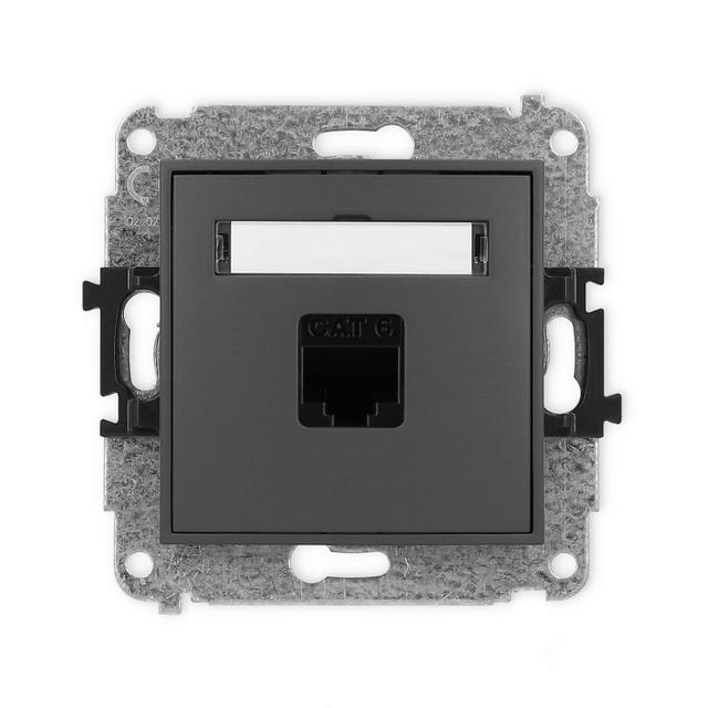 ICON Mechanizm gniazda komputerowego pojedynczego 1xRJ45, kat. 6, 8-stykowy grafitowy mat