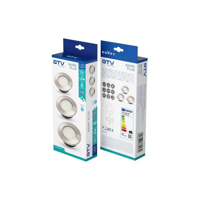 ZESTAW LEDOWY BARRI PLUS, 3X OPRAWA OKRĄGŁA WPUSZCZANA 27 LED 3528SMD, ZIMNY BIAŁY, 230V, 1.5W