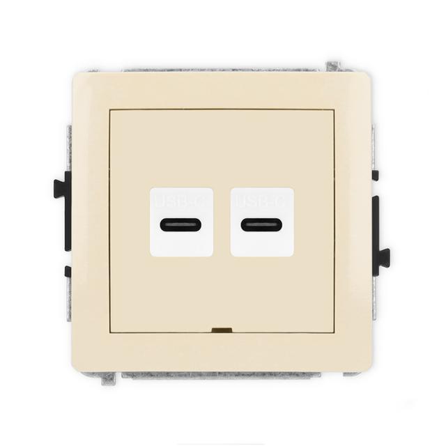 DECO Gniazdo podwójne 2xUSB C-C, bez pola opisowego beżowy 1DGUSBBO-8 KARLIK