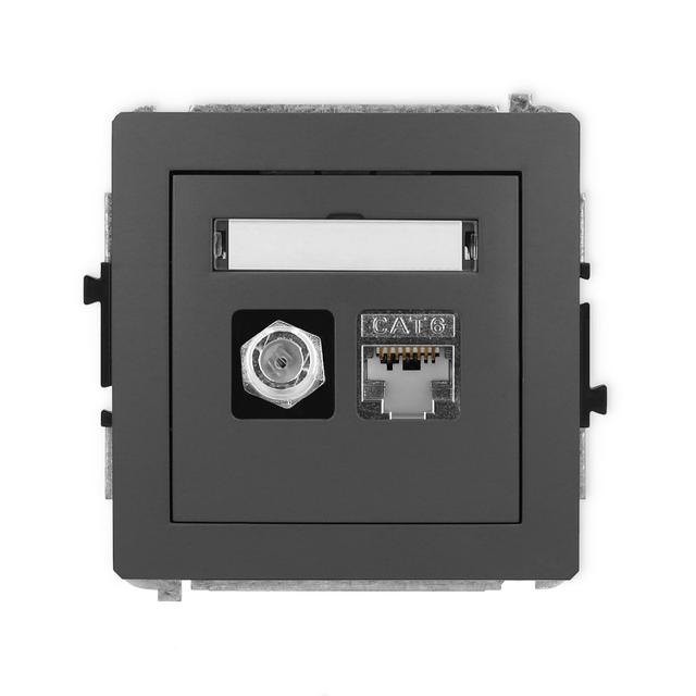 DECO Mechanizm gniazda antenowego poj. typu F (SAT) + gniazda komp. poj. 1xRJ45, kat. 6 ekranowany,