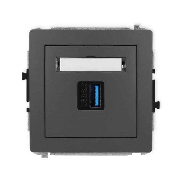 DECO Mechanizm gniazda pojedynczego USB A-A 3.0 grafitowy mat