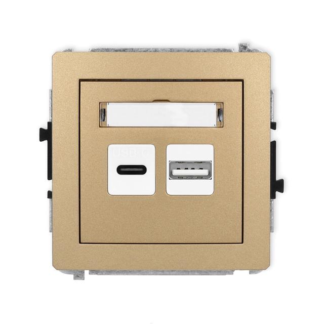 DECO Ładowarka USB podwójna USB C + USB A, 20W max. złoty metalik 8DCUSB-8 KARLIK