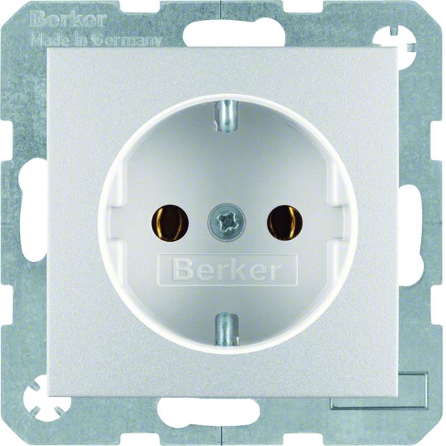 BERKER B.Kwadrat/B.7 Gniazdo SCHUKO z uziemieniem aluminium 47431404 HAGER