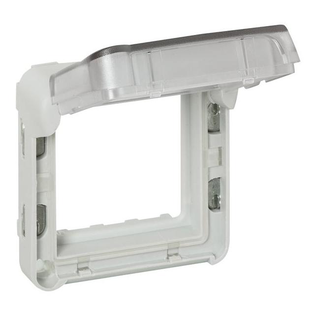 PLEXO55 ADAPTER Z KLAPKĄ PRZYCIEMNIONĄ DO MECHANIZMÓW MOSAIC SZARY/BIAŁY, Legrand