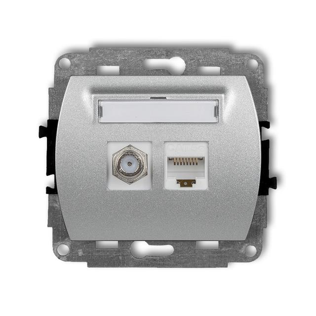 TREND Mechanizm gniazda antenowego poj. typu F (SAT) + gniazda komp. poj. 1xRJ45, kat. 6, 8-stykowy