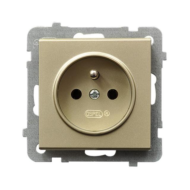 SONATA Gniazdo pojedyncze z uziemieniem - kolor szampański złoty