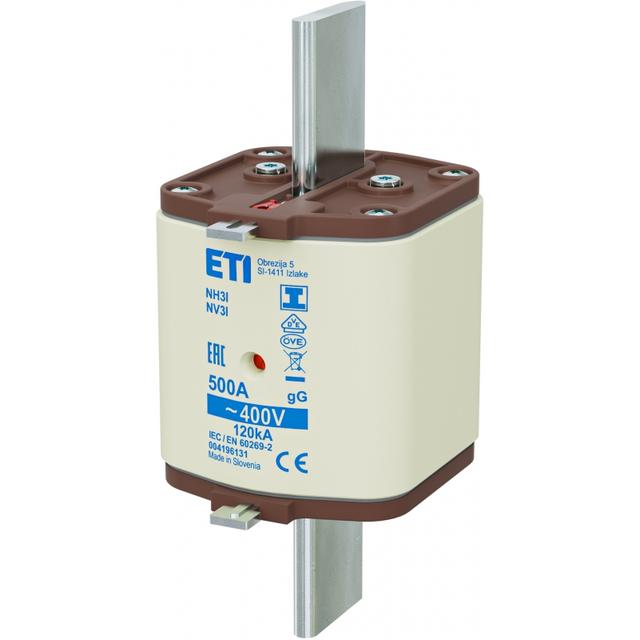 Wkładka topikowa NH zwłoczna KOMBI Zaczepy izolowane NH3/I gG 500A 400V 004196131 ETI
