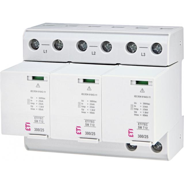 Ogranicznik przepięć T1+T2 (B+C) - bez prądu upływu TEC SM T12 300/25 3+0 RC 002440561 ETI