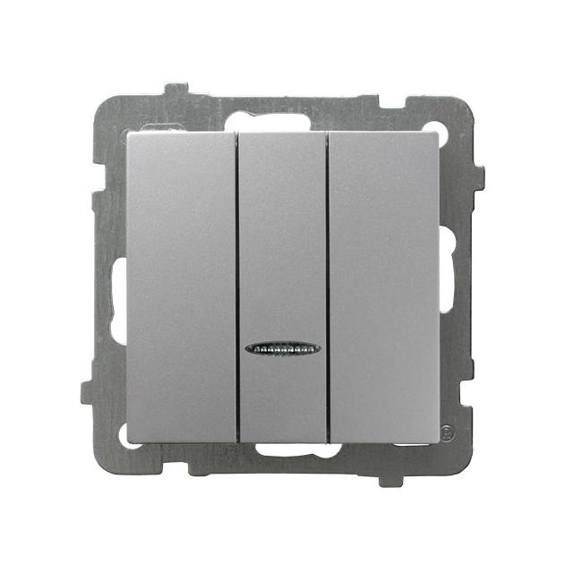 AS Łącznik potrójny z podświetleniem niebieskim - kolor srebro