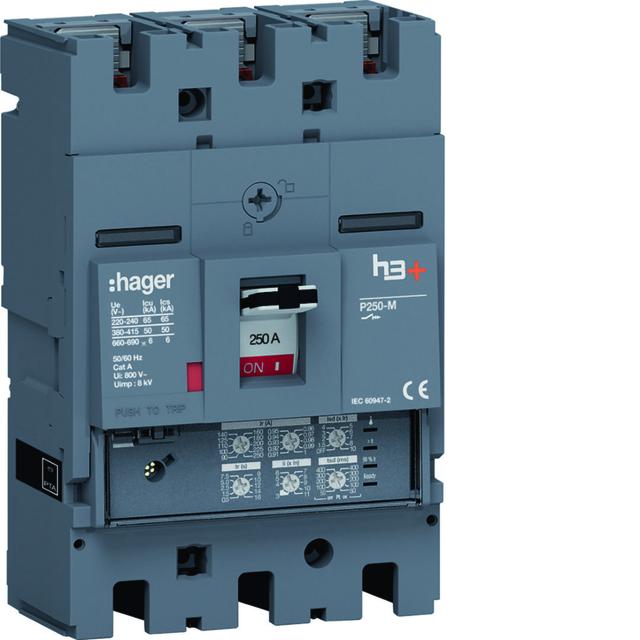 MCCB Wyłącznik mocy h3+ P250 3P 250A 50kA LSI HMT250JR HAGER